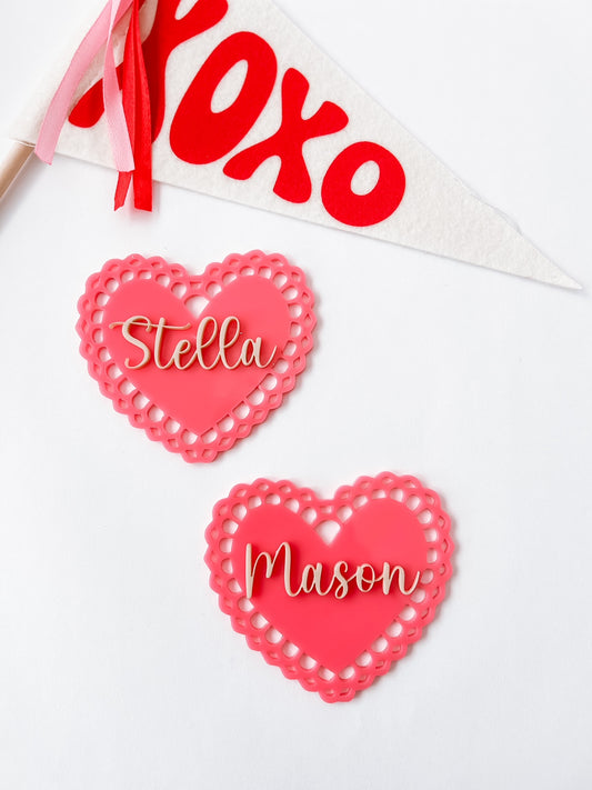 Lace Heart Name Tag